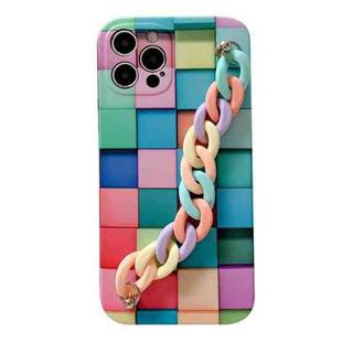 For iPhone 11 Pro Max 3D Square Protective Case with Rainbow Bracelet (B)