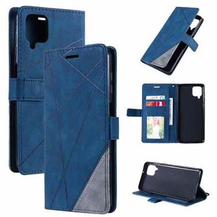 For Samsung Galaxy A12 Skin Feel Splicing Horizontal Flip Leather Case with Holder & Card Slots & Wallet & Photo Frame(Blue)