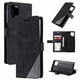For Samsung Galaxy A12 Skin Feel Splicing Horizontal Flip Leather Case with Holder & Card Slots & Wallet & Photo Frame(Black)