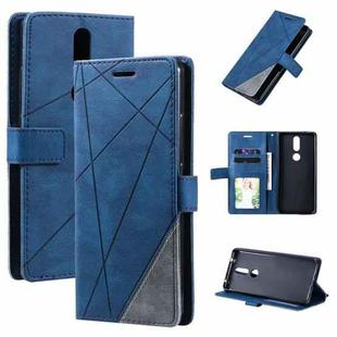 For Nokia 2.4 Skin Feel Splicing Horizontal Flip Leather Case with Holder & Card Slots & Wallet & Photo Frame(Blue)