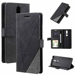 For Nokia 2.4 Skin Feel Splicing Horizontal Flip Leather Case with Holder & Card Slots & Wallet & Photo Frame(Black)