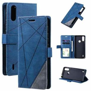 For Motorola Moto E7 Power Skin Feel Splicing Horizontal Flip Leather Case with Holder & Card Slots & Wallet & Photo Frame(Blue)