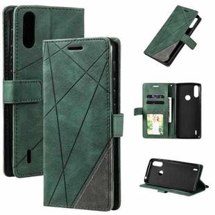 For Motorola Moto E7 Power Skin Feel Splicing Horizontal Flip Leather Case with Holder & Card Slots & Wallet & Photo Frame(Green)