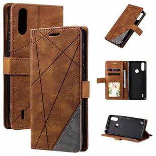For Motorola Moto E7 Power Skin Feel Splicing Horizontal Flip Leather Case with Holder & Card Slots & Wallet & Photo Frame(Brown)