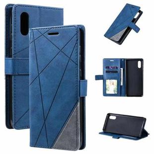 For Samsung Galaxy A02 (EU Version) Skin Feel Splicing Horizontal Flip Leather Case with Holder & Card Slots & Wallet & Photo Frame(Blue)