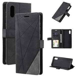 For Samsung Galaxy A02 (EU Version) Skin Feel Splicing Horizontal Flip Leather Case with Holder & Card Slots & Wallet & Photo Frame(Black)