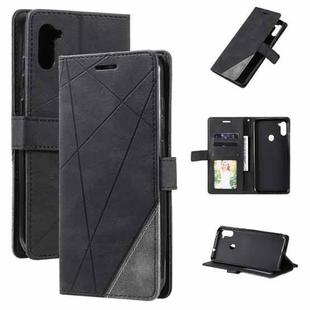 For Samsung Galaxy A11 (EU Version) Skin Feel Splicing Horizontal Flip Leather Case with Holder & Card Slots & Wallet & Photo Frame(Black)