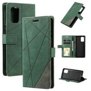For OnePlus 8T Skin Feel Splicing Horizontal Flip Leather Case with Holder & Card Slots & Wallet & Photo Frame(Green)