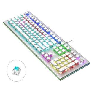 AULA S2096 108 Keys USB Flank Cool Light Mechanical Gaming Keyboard, Blue Shaft(Silver White)