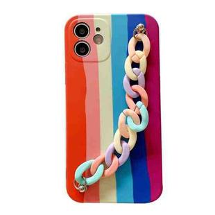 For iPhone 11 Rainbow Shockproof Protective Case with Rainbow Bracelet (A)