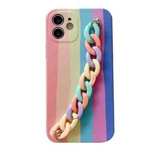 For iPhone 12 Rainbow Shockproof Protective Case with Rainbow Bracelet(B)