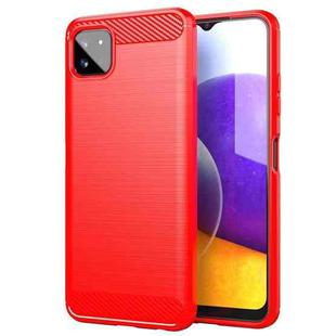 For Samsung Galaxy A22 5G Brushed Texture Carbon Fiber TPU Case(Red)