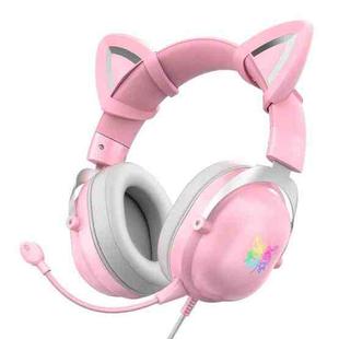 ONIKUMA X11 Cat Ear Design RGB LED Light Wired Gaming Headset with Mic(Pink)