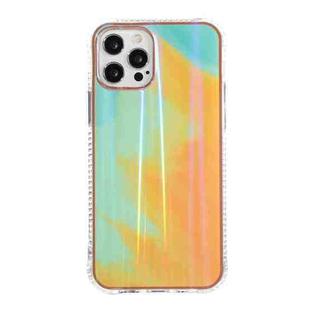 For iPhone 12 mini IMD Rendering Watercolor Aurora Pattern Shockproof TPU + PC Protective Case (Autumn Leaves Yellow)