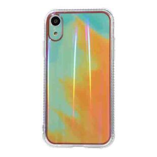 For iPhone XR IMD Rendering Watercolor Aurora Pattern Shockproof TPU + PC Protective Case(Autumn Leaves Yellow)