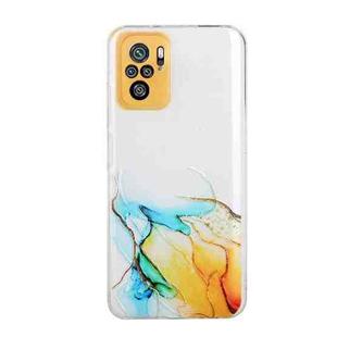 For Xiaomi Redmi Note 10 4G Hollow Marble Pattern TPU Precise Hole Protective Case(Yellow)