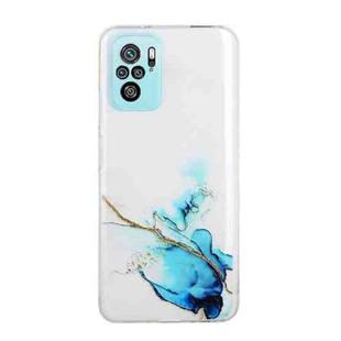For Xiaomi Redmi Note 10 4G Hollow Marble Pattern TPU Precise Hole Protective Case(Blue)
