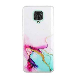 For Xiaomi Redmi Note 9 Pro Hollow Marble Pattern TPU Precise Hole Protective Case(Green)