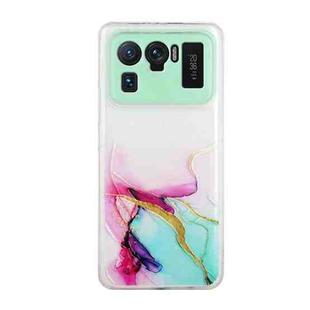 For Xiaomi Mi 11 Ultra Hollow Marble Pattern TPU Precise Hole Protective Case(Green)