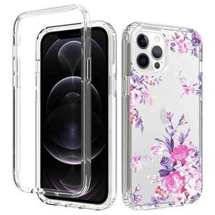 For iPhone 12 Pro Max 2 in 1 High Transparent Painted Shockproof PC + TPU Protective Case(Rose Flower)