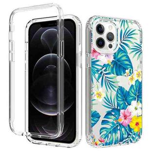 For iPhone 12 Pro Max 2 in 1 High Transparent Painted Shockproof PC + TPU Protective Case(Banana Leaf)