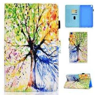 For Samsung Galaxy Tab A7 Lite 8.7 inch (2021) SM-T220 / T225 Colored Drawing Stitching Horizontal Flip Leather Case, with Holder & Card Slots(Colorful Tree)