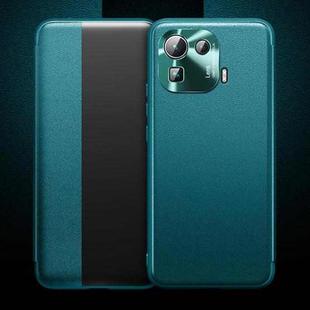 For Xiaomi Mi 11 Pro Magnetic Side Window View Shockproof Horizontal Flip Leather Case(Green)