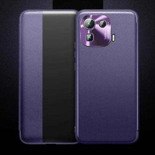 For Xiaomi Mi 11 Pro Magnetic Side Window View Shockproof Horizontal Flip Leather Case(Purple)