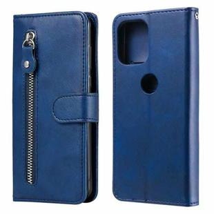 For Motorola Moto G100 / Edge S Fashion Calf Texture Zipper Horizontal Flip Leather Case with Stand & Card Slots & Wallet(Blue)