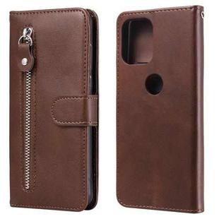 For Motorola Moto G100 / Edge S Fashion Calf Texture Zipper Horizontal Flip Leather Case with Stand & Card Slots & Wallet(Brown)