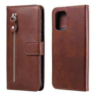 For Xiaomi Redmi Note 10 4G / Note 10S Fashion Calf Texture Zipper Horizontal Flip Leather Case with Stand & Card Slots & Wallet(Brown)