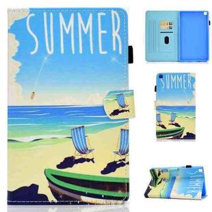 For Samsung Galaxy Tab A7 Lite 8.7 inch (2021) SM-T220 / T225 Colored Drawing Stitching Horizontal Flip Leather Case, with Holder & Card Slots(Beach)