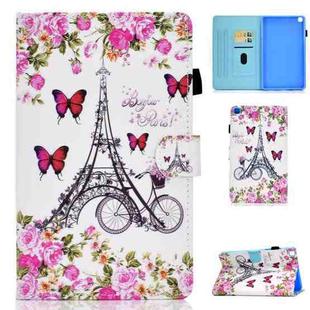 For Samsung Galaxy Tab A7 Lite 8.7 inch (2021) SM-T220 / T225 Colored Drawing Stitching Horizontal Flip Leather Case, with Holder & Card Slots(Flower Tower)