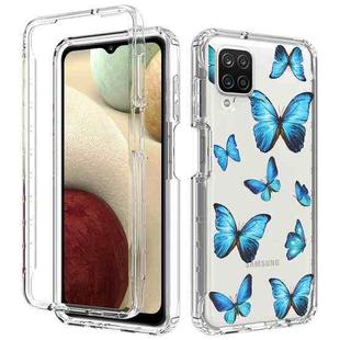 For Samsung Galaxy A12 2 in 1 High Transparent Painted Shockproof PC + TPU Protective Case(Blue Butterfly)