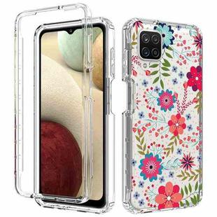 For Samsung Galaxy A12 2 in 1 High Transparent Painted Shockproof PC + TPU Protective Case(Small Floral)