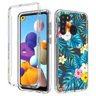 For Samsung Galaxy A21 2 in 1 High Transparent Painted Shockproof PC + TPU Protective Case(Banana Leaf)