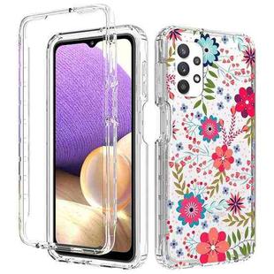 For Samsung Galaxy A32 5G 2 in 1 High Transparent Painted Shockproof PC + TPU Protective Case(Small Floral)