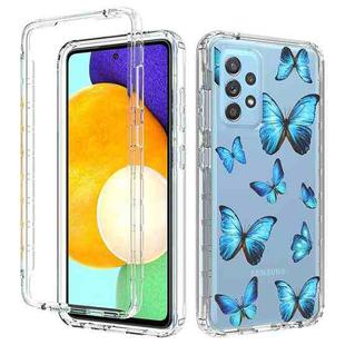 For Samsung Galaxy A52 5G / 4G 2 in 1 High Transparent Painted Shockproof PC + TPU Protective Case(Blue Butterfly)