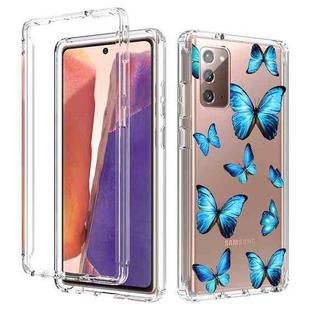 For Samsung Galaxy Note20 2 in 1 High Transparent Painted Shockproof PC + TPU Protective Case(Blue Butterfly)