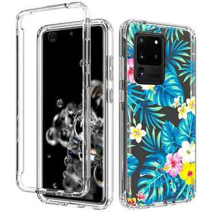 For Samsung Galaxy S20 Ultra 2 in 1 High Transparent Painted Shockproof PC + TPU Protective Case(Banana Leaf)