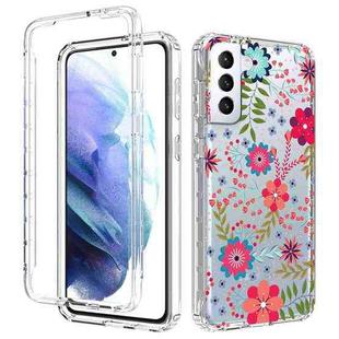 For Samsung Galaxy S21+ 5G 2 in 1 High Transparent Painted Shockproof PC + TPU Protective Case(Small Floral)