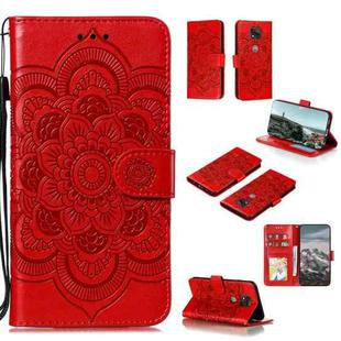 For Motorola Moto G Power (2021) Mandala Embossing Pattern Horizontal Flip PU Leather Case with Holder & Card Slots & Wallet & Lanyard(Red)