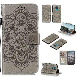 For Nokia 1.4 Mandala Embossing Pattern Horizontal Flip PU Leather Case with Holder & Card Slots & Wallet & Lanyard(Grey)