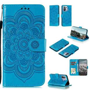 For Nokia 1.4 Mandala Embossing Pattern Horizontal Flip PU Leather Case with Holder & Card Slots & Wallet & Lanyard(Blue)
