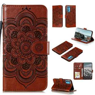 For OPPO Reno5 Pro+ / Find X3 Neo Mandala Embossing Pattern Horizontal Flip PU Leather Case with Holder & Card Slots & Wallet & Lanyard(Brown)