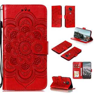 For OPPO Reno5 Pro 5G Mandala Embossing Pattern Horizontal Flip PU Leather Case with Holder & Card Slots & Wallet & Lanyard(Red)