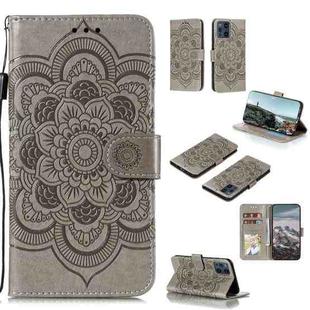 For OPPO Reno5 Pro 5G Mandala Embossing Pattern Horizontal Flip PU Leather Case with Holder & Card Slots & Wallet & Lanyard(Grey)