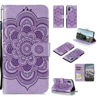 For OPPO Reno5 Pro 5G Mandala Embossing Pattern Horizontal Flip PU Leather Case with Holder & Card Slots & Wallet & Lanyard(Purple)