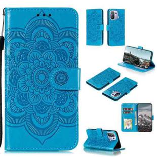For OPPO Reno5 Pro 5G Mandala Embossing Pattern Horizontal Flip PU Leather Case with Holder & Card Slots & Wallet & Lanyard(Blue)