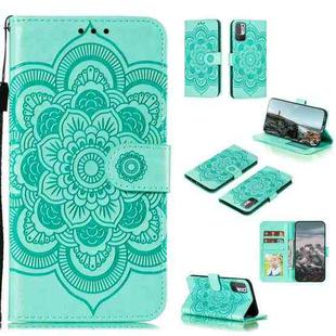 For OPPO Reno5 Pro 5G Mandala Embossing Pattern Horizontal Flip PU Leather Case with Holder & Card Slots & Wallet & Lanyard(Green)